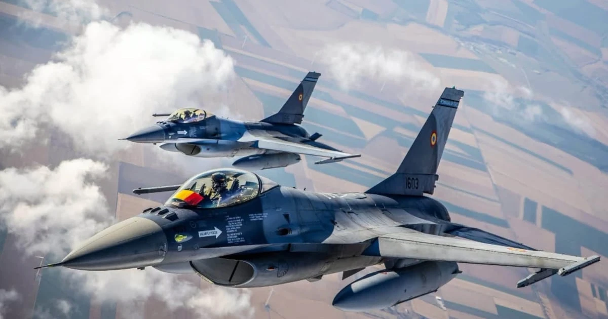 Ілюстративне фото винищувача F-16 румунських Військово-повітряних сил