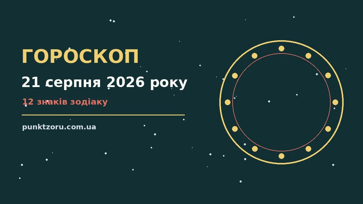 Щоденний гороскоп на 21 серпня 2026 року: настрій, робота, стосунки