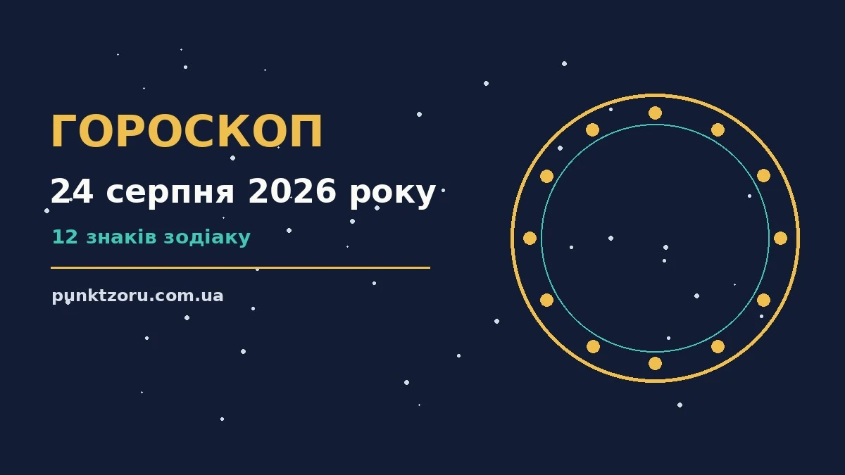 Щоденний гороскоп на 24 серпня 2026 року для дванадцяти знаків зодіаку з практичними порадами